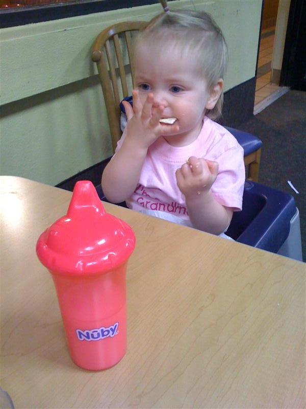 Jess-IHOPCrackers-1.jpg - It's easy - 1.Open mouth - 2.Jam Cracker In - 3.Close Mouth - 4.Chew - 5.Repeat