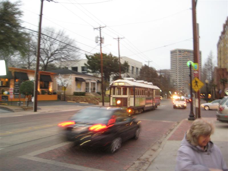 Jess-TrolleyRide-31.JPG - There it is - "Matilda" the trolley!  (There's GrandMum on the right!)